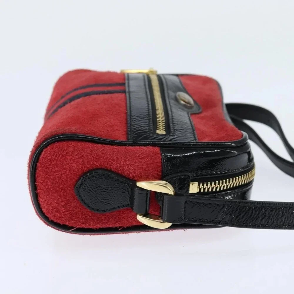 GUCCI Sherry Line Shoulder Bag Suede Patent Red Gold black 527350 Auth bs30609 - Picture 8 of 16